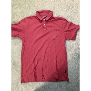 Patagonia Men's Organic Cotton  Polo Shirt Red Striped size Medium